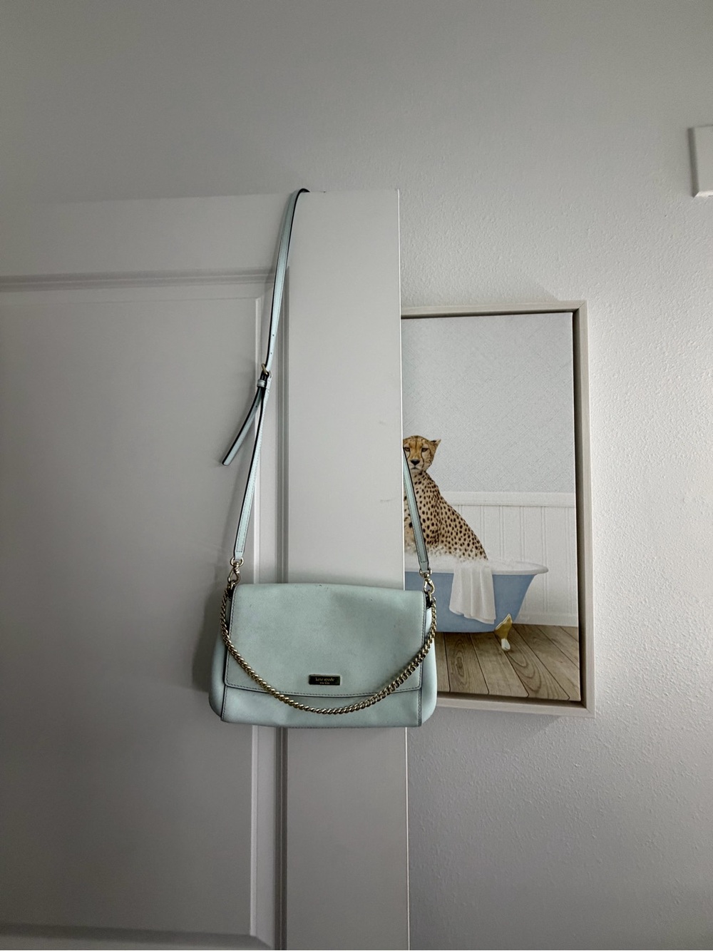 Light Blue Kate Spade Crossbody Chain-Trim Women’s Bag